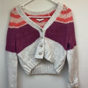 American Eagle Outfitters Cream and Pink Cardigan Sweater